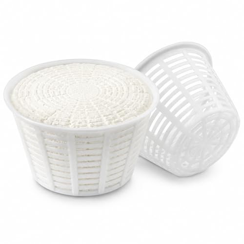 VIRSUS Fuscelle Rotonde per Ricotte K05, capacità 500 Grammi, colore Bianco, Misura 110x65 mm, Forme Contenitori in Polietilene ad alta densità, Stampi per Formaggi Freschi, Made in Italy (10)