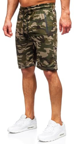 BOLF Herren Kurze Hose Sporthose Sweatshorts Military Shorts Bermudas Trainingshose Fußballhose Fitnesshose Army Cargo Sweathose Freizeithose Street Style JX865 Grün XXL [7G7]