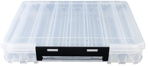 Fiorky Doppelseitiger Angelköder-Organizer mit 10/14/18 Fächern, Angelköder-Behälter-Box, multifunktionale Angel-Aufbewahrungsbox for die Aufbewahrung großer Köder (mittel)