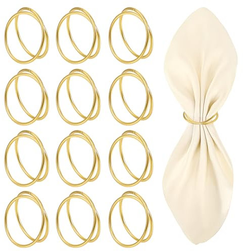 12 Stück Runde Serviettenring Metall Gold mit Spiralschnallen Spirale Serviettenring Schnallen für Weihnachten, Thanksgiving, Hochzeit, Bankett, Partys