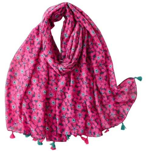 MAIRY Women's Floral Scarf Shawl with Tassels Soft Mesh Fringe Hair Wraps for Wedding Evening Party Dresses Head Scarf,180307