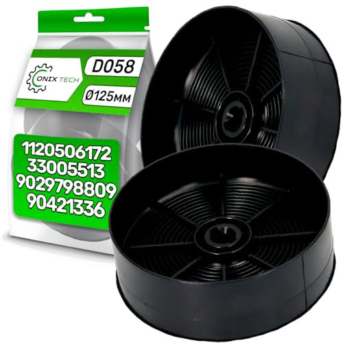 2 Pièces Сharbon Filtre Hotte Aspirante D058 Ø125 mm avec Code Original 1120506172 33005513 9029798809 90421336 pour Zanussi pour Aeg pour Electrolux - Garantie de 5 Ans - ONIX TECH