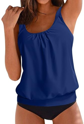 HEONSATI Costume Tankini Donna Mare Curvy Taglie Forti Set Tankini Brasiliana Imbottito Curvy Vita Alta Costumi con Pantaloncino Mare Contenitivo Swimwear Piscina Spiaggia Taglie Forti Sexy
