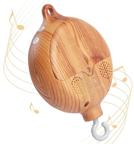 Boîte à musique mobile pour bébé, aspect bois, sonnette, moteur mobile, spinner