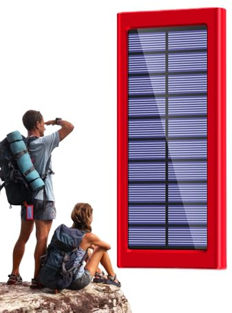Solcellsladdare – externt batteripaket, 10 000 mAh externt batteri för resor utomhus, vandring, och nödsituationer