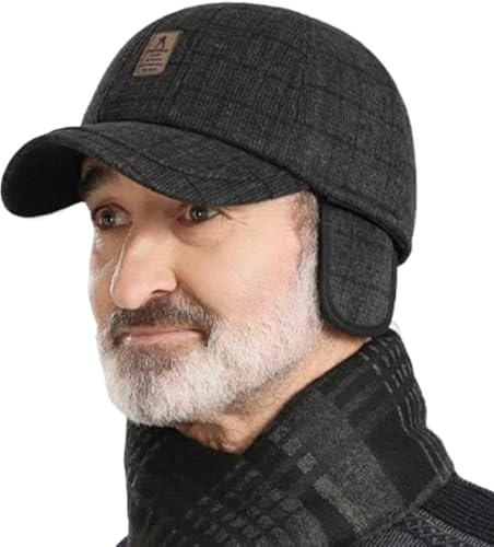 YAMEE Gorros de Béisbol Hombre Invierno con Orejeras Abatibles,Viseras Hombre Transpirable,Ideal para Running Senderismo y Uso Diario