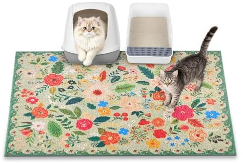 YOSEPATI Tappetino Lettiera Gatti, 89x58 cm Tappeto Lettiera Gatto, Intrappola il 100% della Lettiera, Impermeabile, Antiurina e Antiscivolo, Morbido per le zampe, Facile da Pulire, Tappetino per Cibo