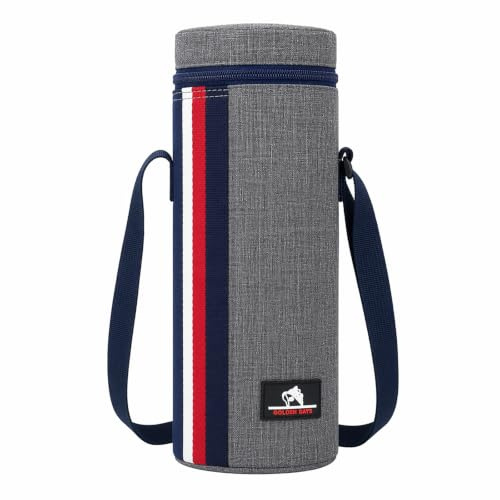 Flaskkylare för resor, isoleringsväska för 1,5 l flaskor, kylväska för flaskor med 3 lager isolering, kylmanschett vin och vattenflaska för upphängning för camping picknick arbete resor, grå