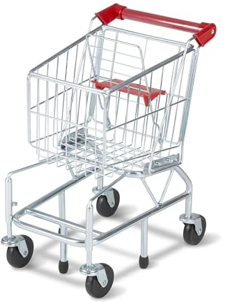 Melissa & Doug Toy Shopping Cart, Grocery Store Pretend Play Toys with Sturdy Metal Frame & Working Wheels, Toddler Shopping Cart, Preschool Learning Toys for Girls & Boys 3+