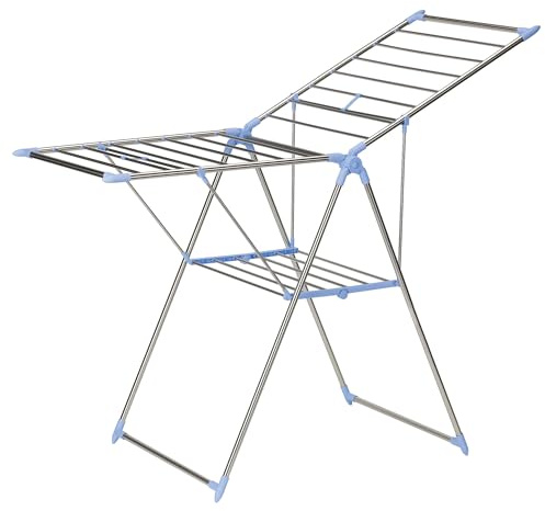Household Essentials Collapsible Adjustable Gullwing Metal Clothes Drying Rack, Grey