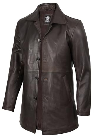 fjackets Trench en cuir pour hommes - Manteaux en cuir d'agneau véritable marron vieilli naturel pour homme | [1500032] Suprnatural RubOff, S