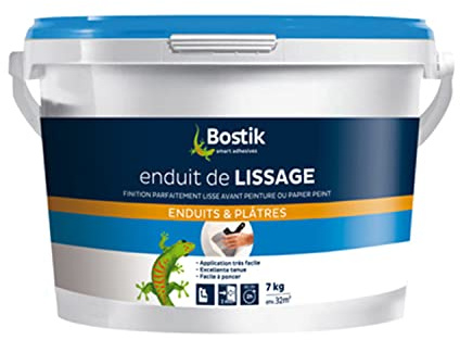 Bostik Enduit de Lissage en Pâte, Prêt à l'Emploi, Application Facile, Usage Intérieur, Seau de 7 kg, Blanc