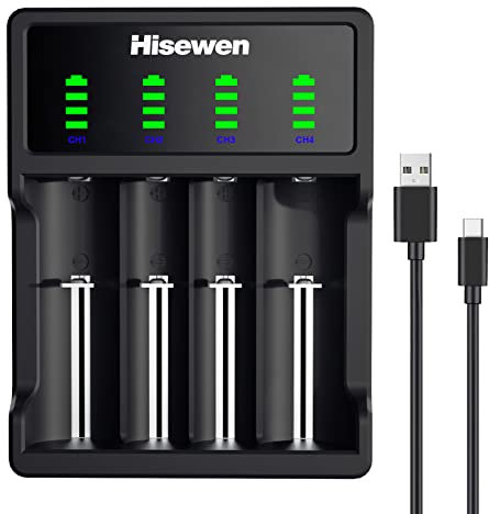 Cargador de batería universal 18650, cargador de pantalla LCD inteligente Hisewen para baterías recargables de iones de litio de 3.7 V, 18650, 17670, 16340, RCR123, 14500, LiFePO4, Ni-MH, Ni-CD AA AAA