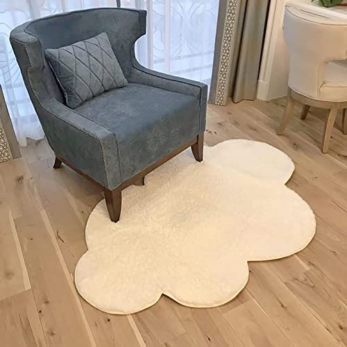 ZYFAB Area Rugs for Kids Cloud Shape Baby Crawling Rugs Carpet Outdoor & Indoor Floor Plush Soft Non-Slip Nursery Decoration Rugs,White,90×120CM