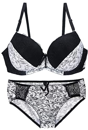 Necalisi Bra and Panties Set Lingerie Set Lace Babydoll 2 Piece Bra and Panty Sets for Women Lace Underwire Bralette Set Soft Cup bra