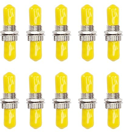 GINTOOYUN 10 PCS ST Fiber Barrel Coupler ST zu ST Singlemode Glasfaseradapter mit gelber Staubschutzhülle für ST Bajonett Glasfaser Anschlussdosen