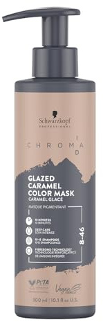 Schwarzkopf Professional CHROMA ID Bonding Color Mask Semi Permanentes Farbsystem Farbmaske Pflegende Tönung Haarmaske Haarkur Intensive Pflege Vegane Formel 8-46 Glazed Caramel 300 ml