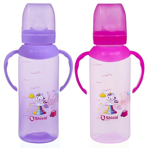 Baby Feeding Bottles with Handles – 250ml / 9oz, 2 Pack | BPA-Free Polypropylene, Slow-Flow Silicone Teats & Travel Caps | Suitable from 6 Months+