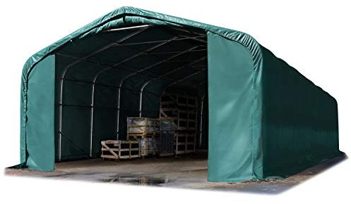 TOOLPORT Lagerzelt 6x12 m Zelthalle / 2,6 m Seitenhöhe PVC Plane 2300 N grün mit Statik (Betonuntergrund)