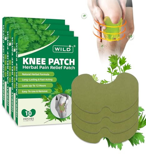 40PCS Knee Pain Relief Patches, WILD+ Natural Herbal Knee Patches Heat Patch for Pain Relief, Wormwood Knee Pain Relief Plaster for Arthritis, Neck/Shoulder/Back/Joint Pain, Muscle Soreness