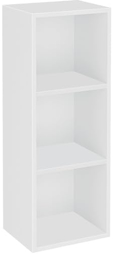 Blisswood Wooden Bookcase, 3 tier Bookshelf Storage Shelves, Cube Storage unit, Narrow shelving unit for Home, living room display shelves, bedroom and office furniture (White)