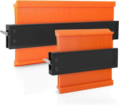 2 Paquetes de Calibre de Contorno más Ancho, Copia con precisión Formas Irregulares e incómodas con Bloqueo Ajustable, Herramienta de duplicaciones de Contorno para medir Esquinas de Madera