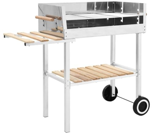 XXL vagn kolgrill rostfritt stål med 2 hyllor