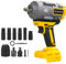 Akku Schlagschrauber kompatibel mit Dewalt 18V 20V, 1100 Nm Drehschlagschrauber 1/2 zoll, Achlagschrauber Bürstenloser Schraubenschlüssel mit Steckschlüssel Steckschlüsseladapter (ohne Akku)