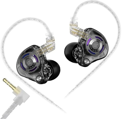 Linsoul KZ Gale In Ear Monitor,Auricular con Controlador Dinámico Superlineal,IEM para Gaming con Graves Ultra Sensibles y Cable de 2pin Empotrado Desmontable para Audiófilo(Negro,Sin Mic)