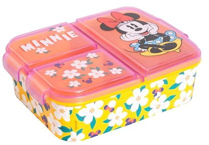 BRICOMIRAS Fiambrera infantil colegio, fiambrera infantil recreo, sandwichera colegio ideal para el recreo, sandwichera merienda parque para niños y niñas (Minnie Floral)