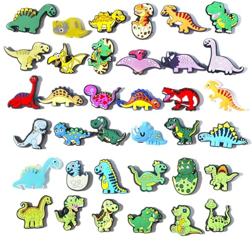 deegbbyi 36 Piezas Adornos Zapatos Pin Decorativos Regalos Fiesta Cumpleaño | Animales Dibujos Accesorios Dinosaurios, PVC Reutilizable Adornos de Zapatos, para NiñOs NiñAs