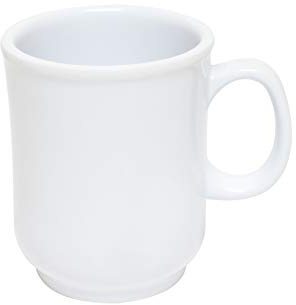 Thunder Group Milestone white melamine dinnerware collection 8 oz, 3 bulbous mug, comes in dozen
