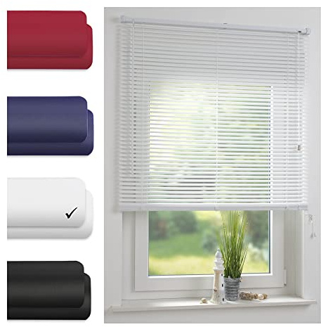 Liedeco Jalousie aus Kunststoff, 160 cm Länge, Kunststoff-Jalousie weiß Breite 160 cm