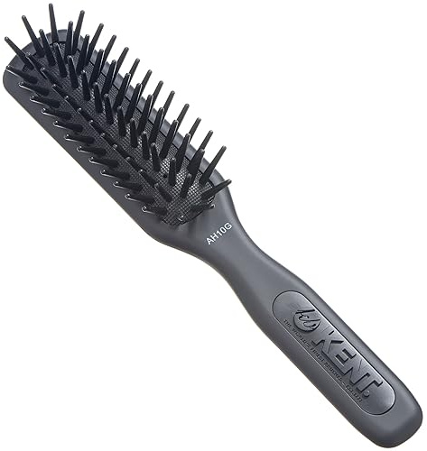 Kent AH10G Airhedz Pro Narrow Pin Hair Brush Narrow Cushion Paddle Brush - Taming Fat Pins, Detangling Long Thick and Curly Hair, Scalp Massager and Growth Stimulator for All Hair Types(Fat Pin, Grey)