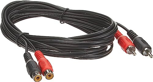 PremiumCord Cinch Kabel 10m, 2x Cinch RCA Stecker auf 2x Cinch RCA Buchse, Audio Verlängerungskabel, Stereo Audio, Für TV, Handys, MP3, HiFi, Farbe schwarz, kjackcmf2-10