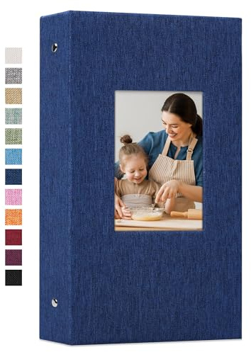 Vienrose Linen Photo Album 300 Pockets for 4x6 Photos Fabric Cover Photo Books Slip-in Picture Albums Wedding Baby Blue