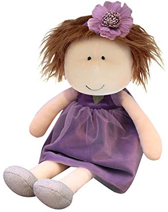 Mignonne Poupée de Chiffon Bébé Fille Jouet en Peluche, 35CM Petite poupée de Chiffon Oeil, Jouet Décoration pour la décoration de la maison et le design dintérieur jouet cadeau pour enfants, Violet