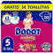 Dodot Pañales Bebé Activity, Talla 5 (11-16 kg), 152 Pañales, Hasta 12h de Protección Antifugas y Ajuste, Pack Mensual