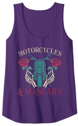 Motorbike Riding Women Motorcycles And Mascara Roses Biker Tank Top