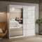 lukmebel Kleiderschrank - Kleiderstange Schrank - Schwebetürenschrank mit Spiegel BASTER 200 x 58 x 215 cm Schrank Weiß-Hochglanz - Schlafzimmer Möbel - Aluminiumgriffe - Mehrzweckschrank