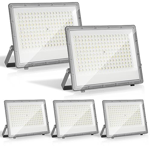 Ikodm Focos Led Exterior, 150W LED Proyector Exterior, 5x, 14850LM Super Brillante 6000K Blanco Frío Luz Exterior, LED Proyector Construcción IP65 para Jardín Garaje Hotel Deco(sin enchufe)