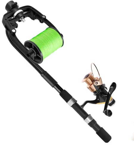 QWORK® Enrollador de Línea de Pesca Portátil, Estación de Enrollado de Línea para Baitcasting/Trolling/Carrete Giratorio, Hecho de Fibra Compuesta