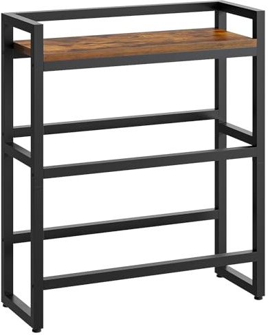 HOOBRO 3-stöckiges Getränkekistenregal für 4 Kisten, Getränkeregal, Bier- und Obstkistenhalter, Tragkraft 50 kg/Etage, Metallgestell, für Küche, Garage, Laden, Vintagebraun und Schwarz EBF103CJ01