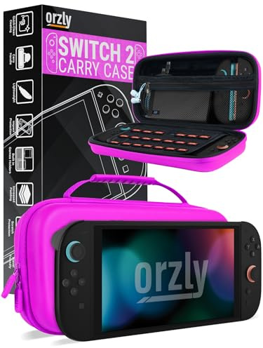 Orzly Case Compatible with Nintendo Switch 2 â Protective Travel Carry Case with Screen Padding, Game Card & microSD Slots, Zipped & Open Pockets for Accessories â 7.9 Gift Boxed