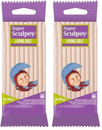 Super Sculpey, POZSLD3 Living Doll Argile, Polymère, Clair, 454g (Lot de 2)
