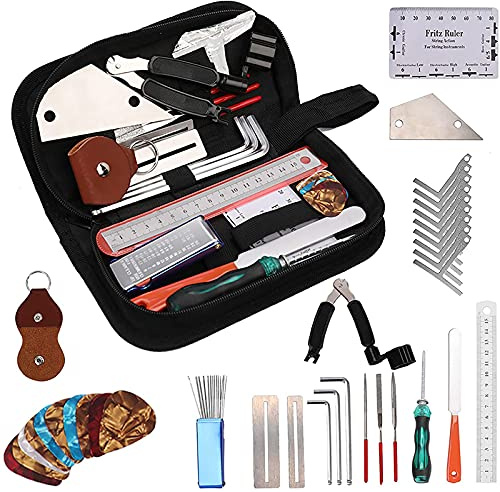 Ukulele gig väska 36 delar gitarrreparationsverktygssats tillbehörsset med förvaringsväska for akustisk elgitarr, bas, ukulele, mandolin, banjo, 1-pack