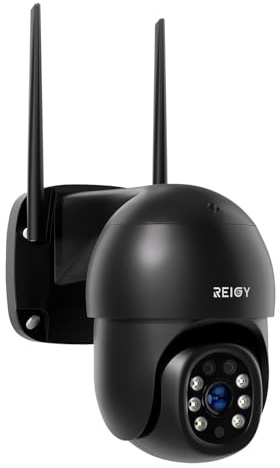 REIGY 8MP Telecamera PT WIFI Esterno 360 Gradi, Videocamera Sorveglianza Outdoor, Impermeabile Visione Notturna a Colori Allarme APP Compatibile con iOS/Android NVR