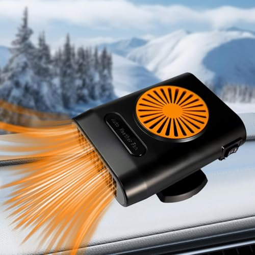 Mupkvy Riscaldamento per Auto, 12V 200W Riscaldamento rapido, per Veicoli con Base Girevole a 360°, accendisigari per Collegamento, Ventola per Auto