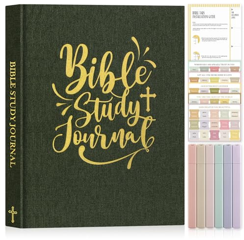 Lanpn Bibelstudieguide dagböcker för kvinnor med flikar och överstrykningspennor, kyrkliga anteckningar tar daglig hängivenhet journalering, linne bibelbön anteckningsbok kristen religiös tro baserade
