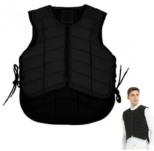 Chaleco para montar a caballo Equipo de protección Chaleco de seguridad ecuestre transpirable con absorción de impactos para adultos, niños y niñas, suministros para equipos ecuestres, negro..